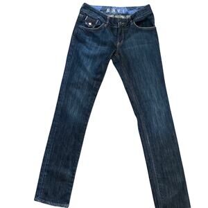 Mavi Jeans , size 27/32 (length) low rise, stretchy dark blue